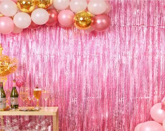 Rosa Folie Fransen Vorhang Hintergrund Hen Party Dekoration Brautparty Photo Booth Hintergrund Bachelorette Party Decor