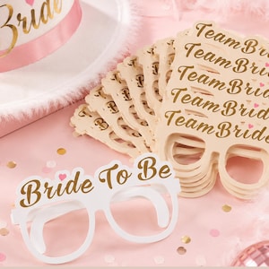 Juego de 10 gafas Team Bride para despedida de soltera, accesorios para el cabello, recuerdos para despedida de soltera, oro rosa.