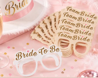 Team Bride glasses Pack Hen Party Hair Accessories Bachelorette Party Favors Rose Gold Bridal Shower  Set of 10