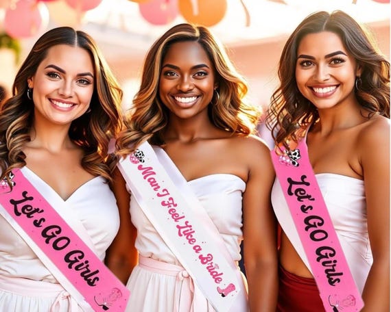 Hen Party Sashes Let’s Go Girls Theme Bride to Be & Team Bride Classy Bachelorette Accessory