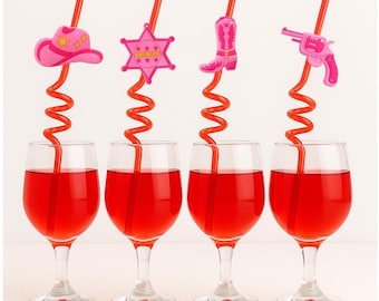 Last Rodeo Hen Party Straws Set Pink Cowgirl Bachelorette Drink Bar Accessories Western Theme Party Supplies Bride Squad Decor