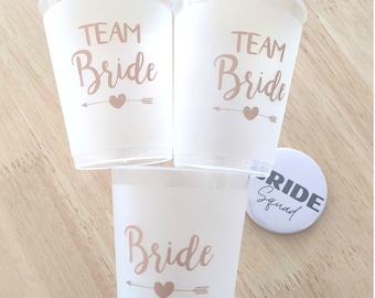 Team Bride Cups Hen Party & Bachelorette Cups Plastic Bridal Shower Cups Bride Squad Party Favors Reusable Hen Do Cups
