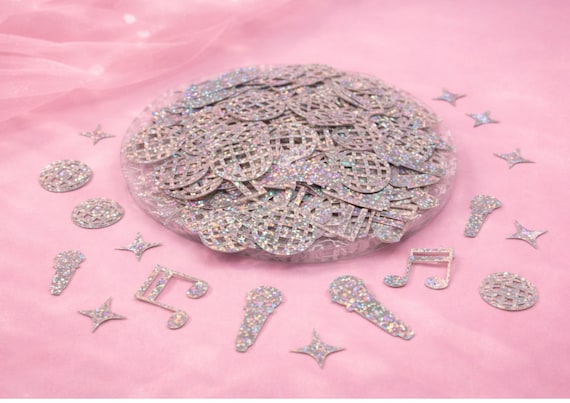 Disco Party Table Confetti Iridescent Music Theme Party Decorations Microphone Star Ball Birthday Hen do Decor
