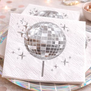 disco ball napkins, disco party decor, disco theme party, metallic napkins, disco table decor, disco birthday decor, retro party decor, 70s party decor, disco bachelorette, disco bridal shower, disco engagement, disco themed party, silver party decor