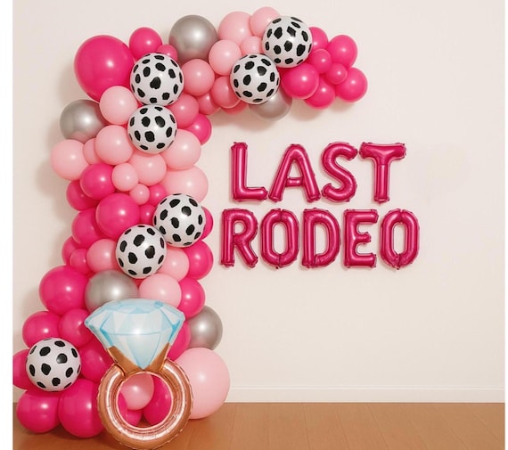 Last Rodeo Balloon Hen Party Decoration Kit Pink Cowgirl Bachelorette Garland Hen Do Decor Diamond Ring Props Western Theme Bash