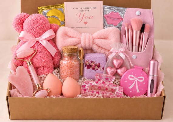 Pink Beauty Gift Box Women Self Care Pamper Hamper Makeup Set Christmas Birthday Secret Santa Present