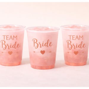 Team Bride Cups Hen Party & Bachelorette Cups Plastic Bridal Shower Cups Bride Squad Party Favors Reusable Hen Do Cups image 1