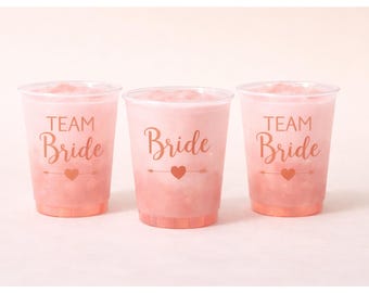 Team Bride Cups Hen Party & Bachelorette Cups Plastic Bridal Shower Cups Bride Squad Party Favors Reusable Hen Do Cups