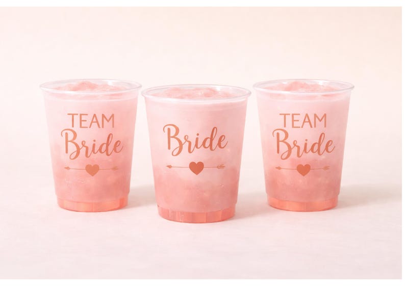 Team Bride Cups Hen Party & Bachelorette Cups Plastic Bridal Shower Cups Bride Squad Party Favors Reusable Hen Do Cups image 1