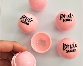 Hen Party Lip Balm Favour, Bride Squad Lip Balm gift, Organic Lip Balm, round Lip Balm Fruit round, Bachelorette Party favour