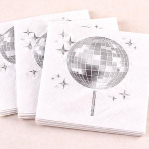 disco ball napkins, disco party decor, disco theme party, metallic napkins, disco table decor, disco birthday decor, retro party decor, 70s party decor, disco bachelorette, disco bridal shower, disco engagement, disco themed party, silver party decor