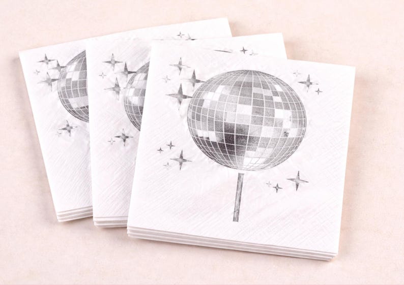 disco ball napkins, disco party decor, disco theme party, metallic napkins, disco table decor, disco birthday decor, retro party decor, 70s party decor, disco bachelorette, disco bridal shower, disco engagement, disco themed party, silver party decor