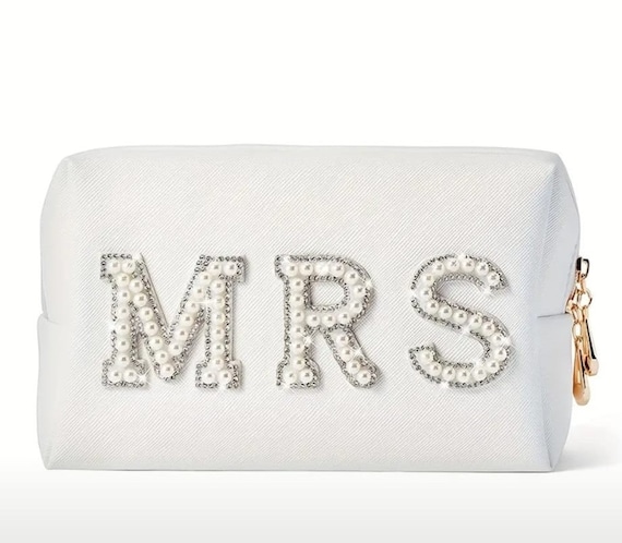 MRS Chenille Patch Bridal Bag accessories Bride Letter Cosmetic Makeup Bag Bride Travel Pouch Bridal make up bag Bride Wash Bag make up