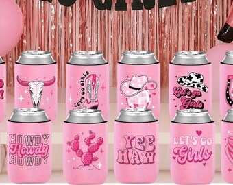 Roze Cowgirl Blikkoelers Vrijgezellenfeest Drinkmouwen Vrijgezellenfeest Decor Vrijgezellenfeest Western Thema Laatste Rodeo Party Accessoires