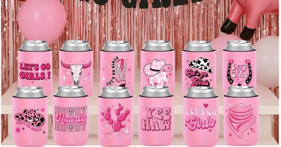 Pink Cowgirl Can Coolers Hen Party Drink Sleeves Hen Do Decor Bachelorette Western Theme Last Rodeo Party Accessories