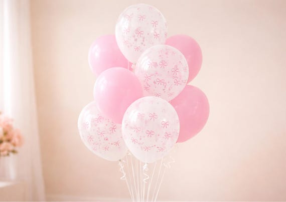 Pink Bow Balloons Set Bachelorette Party Decorations Hen Party Balloons Bridal Shower Decor