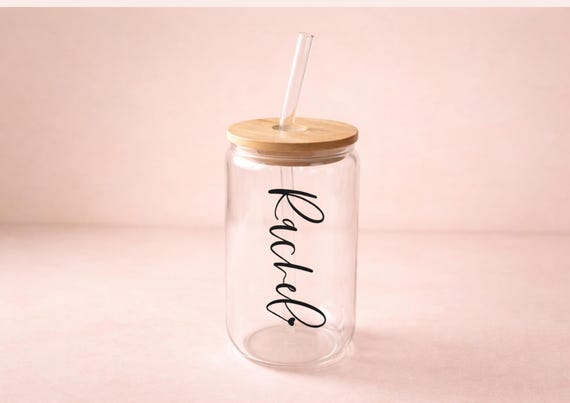 Personalized Glass Tumbler with Bamboo Lid Custom Name Cup Bachelorette Party Gift team bride Hen Party Favor