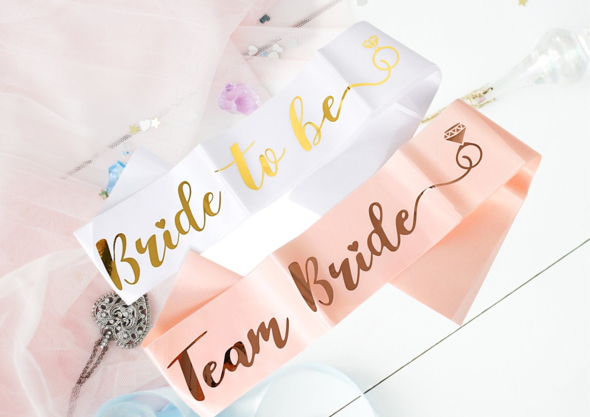 Hen Party Sashes Pink Team Bride Sash White Bride to Be Sash Satin Hen ...