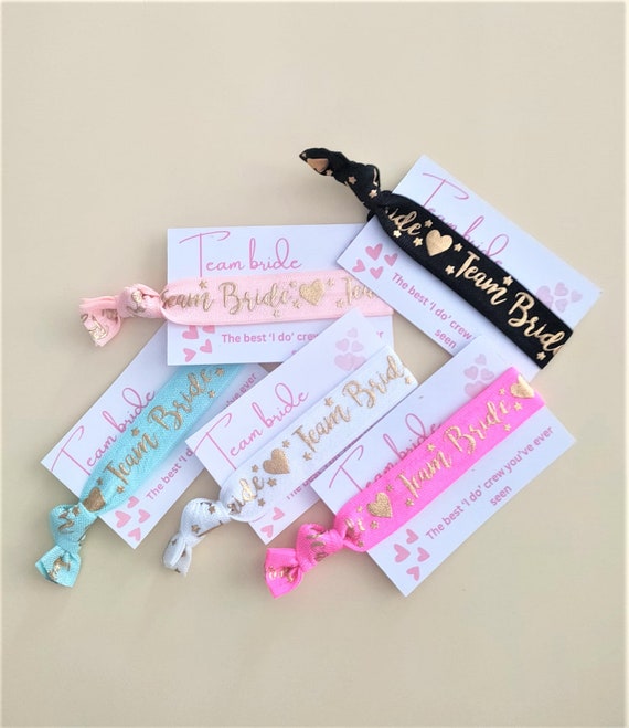 Hen Party Accessory hair Ties Bachelorette Party Wristbands favour Hen Party Goody Bag Ties Hen Night Script Hair Ties Team Bride Wristbands