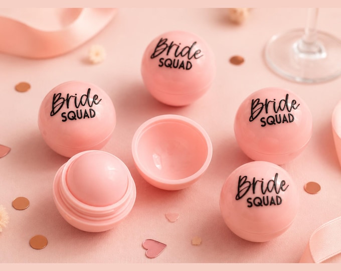 Hen Party Lip Balm Favour, Bride Squad Lip Balm gift, Organic Lip Balm, round Lip Balm Fruit round, Bachelorette Party favour