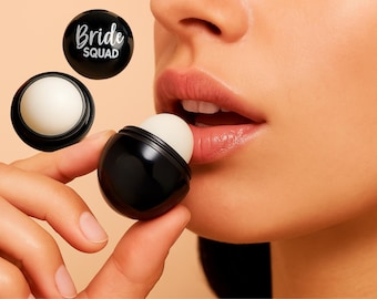 Bálsamo labial Bride Squad para despedida de soltera, bálsamo labial redondo natural esencial, bálsamo labial afrutado para despedida de soltera