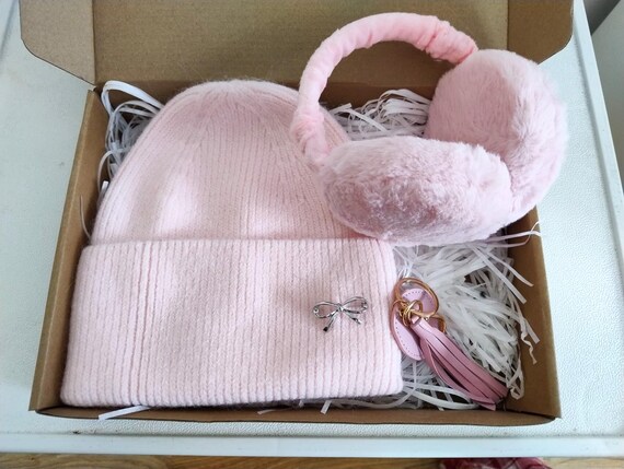 Gift Box Pink Ear Muffs Protectors Key Accessory  Holder Decoration Cold Weather Hat