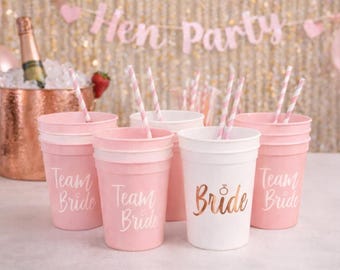 Hen party Plastic Drinking Cups Bridal Shower Gift Team Bride and bride to be plastic cup
