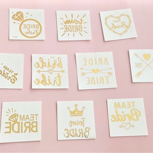 Gold hen party tattoo, temporary tattoo bachelorette, Enhance the hen  Celebration, Accessory for the Bride and Squad custom sticker