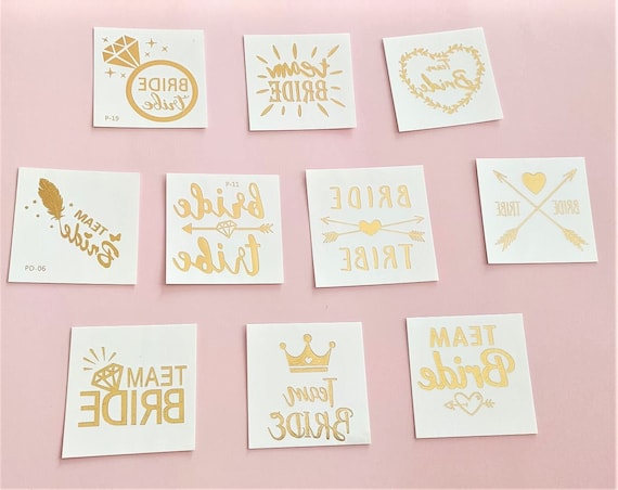 Gold hen party tattoo, temporary tattoo bachelorette, Enhance the hen  Celebration, Accessory for the Bride and Squad custom sticker