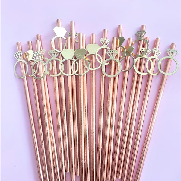 Hen party straw bridal Shower straw decoration Engagement Party ring straw Bachelorette party straw drinking decor hen do  party straws