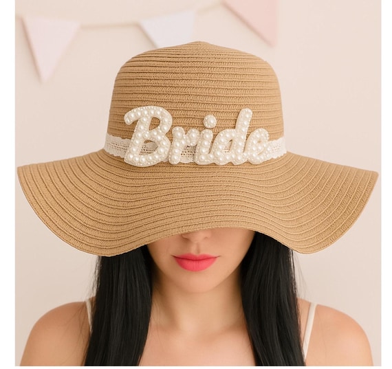 Hen party gifts Bride Hat Beach Bachelorette Bridal Shower Sun Hat Wedding Photo Prop Hen Do Favour