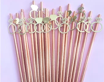 Hen party straw bridal Shower straw decoration Engagement Party ring straw Bachelorette party straw drinking decor hen do party straws