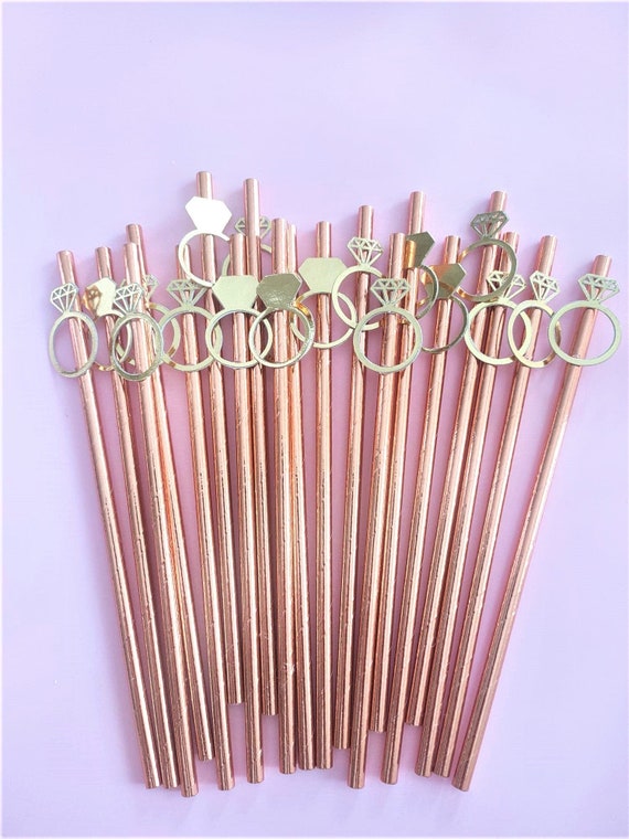 Hen party straw bridal Shower straw decoration Engagement Party ring straw Bachelorette party straw drinking decor hen do party straws