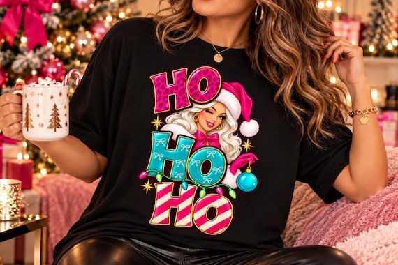 Ho Ho Ho Christmas Shirt Mrs Claus xmas Tee Baggy trending T-shirt Holiday Party Outfit women appeal