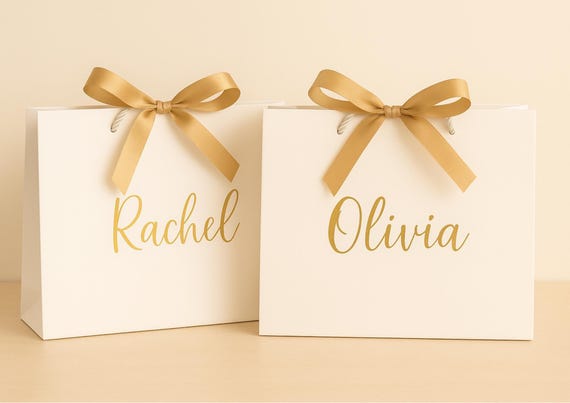 Personalised Christmas Gift Bag Name Included | Custom Birthday Present Bag | Reusable Name Bag Holiday Packaging