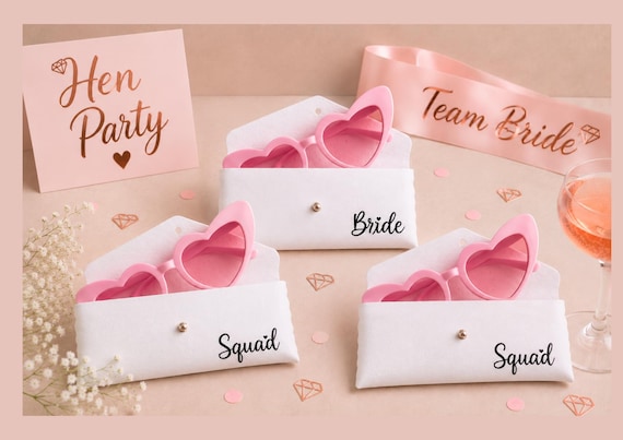 Personalized glasses case hen party favours bachelorette party gifts bridal shower custom gifts hen do favours bride squad party