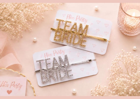 team bride pin hair Hen party hair accessories bridal hair piece Bachelorette Party Hair Slides hen party favours squad hair pin slide