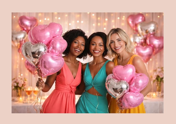 Hen Party Balloons Decoration Pink Silver Heart Balloons Hen Do Decor Bridal Shower Accessories Bride To Be Bachelorette Party Supplies