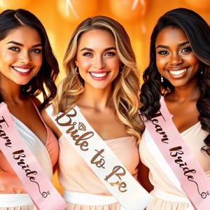 Vrijgezellenfeestsjerpen: roze team bride sjerp, witte Bride to be sjerp, satijnen vrijgezellenfeestsjerp, stijlvolle vrijgezellenavondaccessoire.