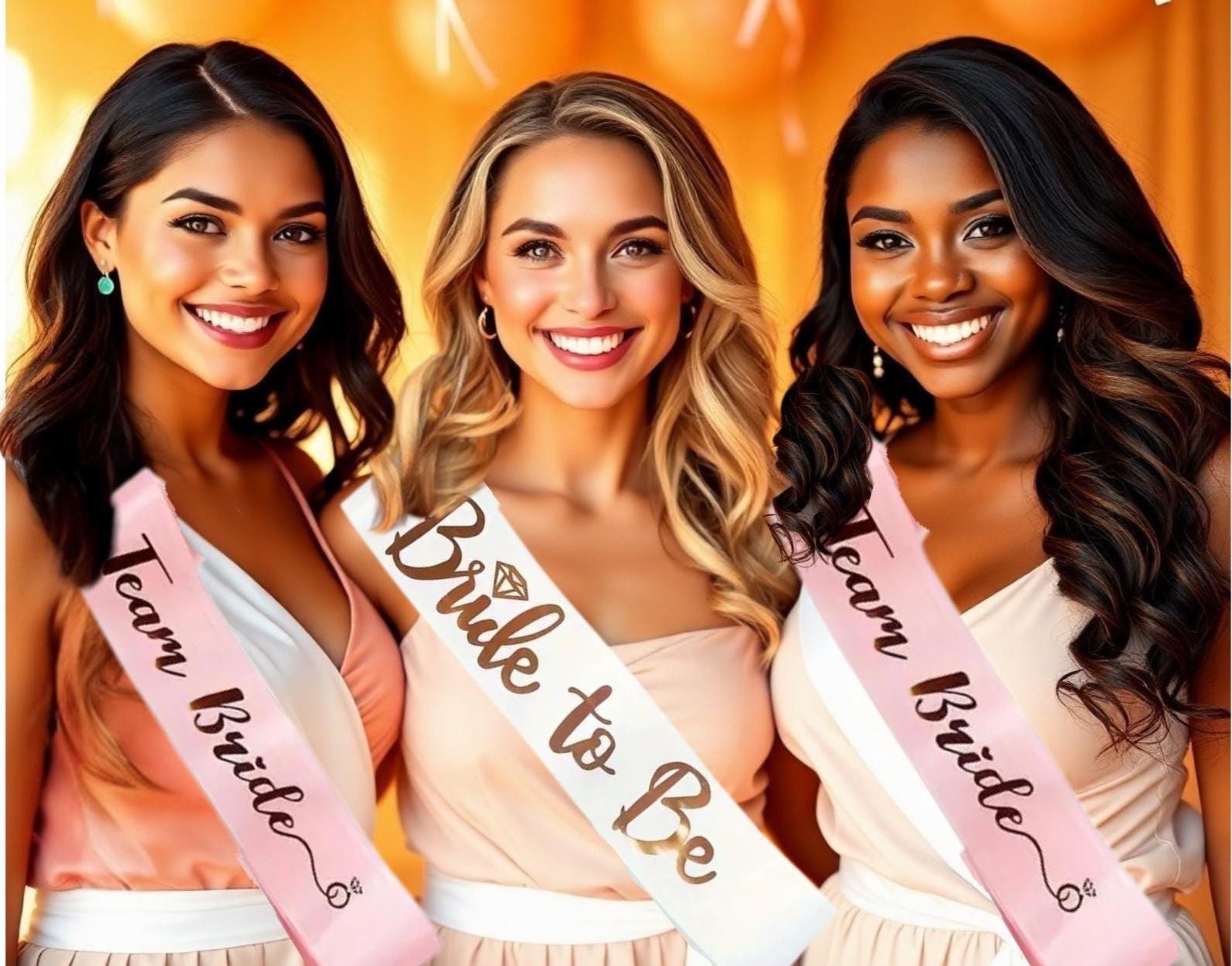 Party Propz Bride To Be & Team Bride Sash Combo - Pink & Black Bachelorette Party Sashes, Pack Of 4 - View #9