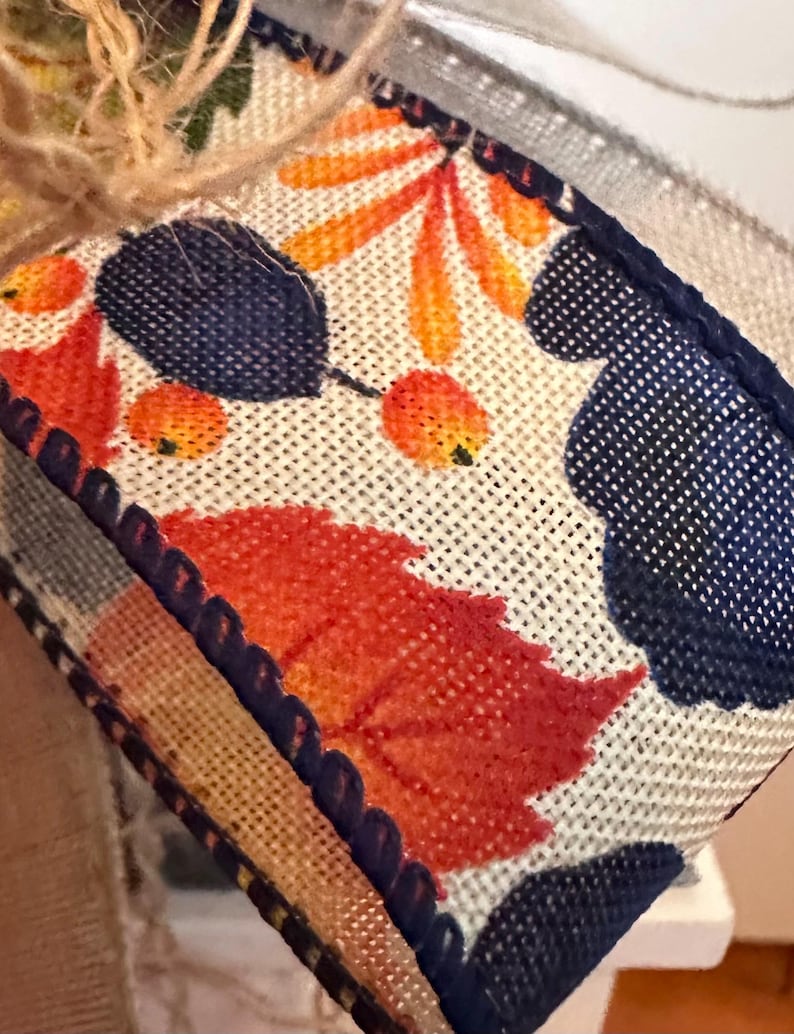 Fall Ribbon Trend Handmade Fall-inspired Decorative Ribbon Bow, Burlap, Orange & Navy ...