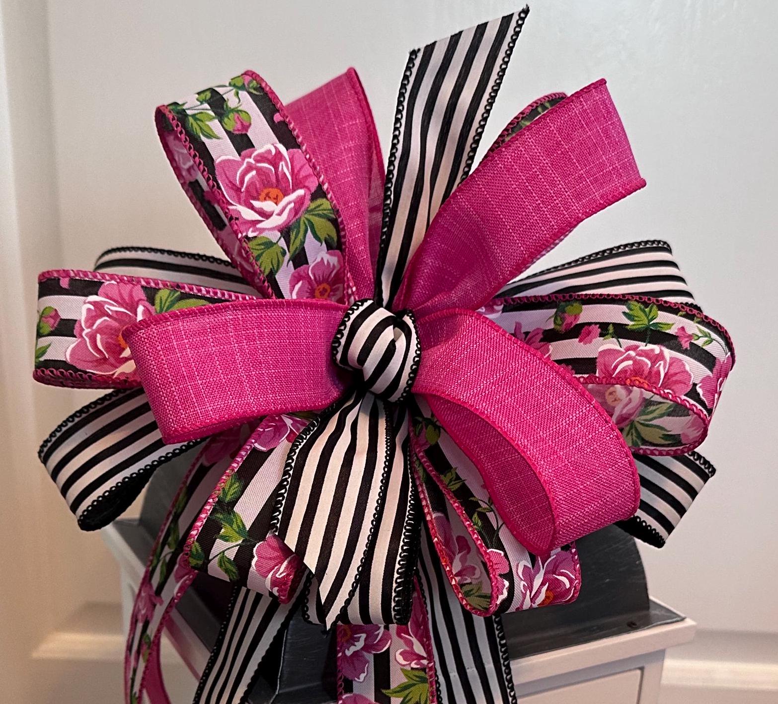 Elegant Spring Wreath Bow, Pink Bow, Lantern Bow, Lamppost Bow, Mailbox ...