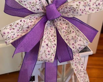 Easter Wreath Bow, Spring Bow, Purple Wreath Bow, Floral Bow, Lantern Bow, Lamppost Bow, Mailbox Bow, Gift for Mom, Gift for New Home