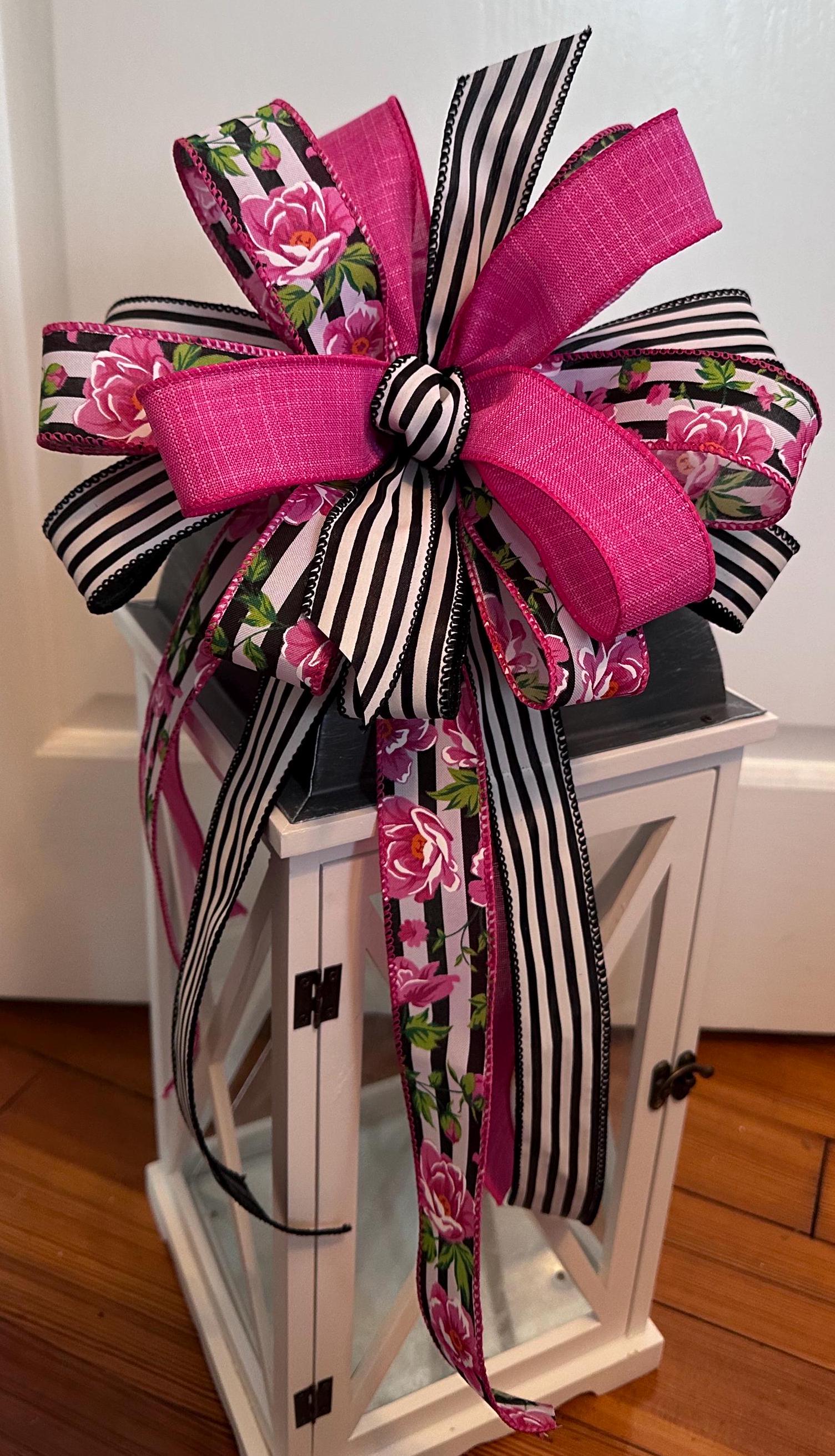 Elegant Spring Wreath Bow, Pink Bow, Lantern Bow, Lamppost Bow, Mailbox ...