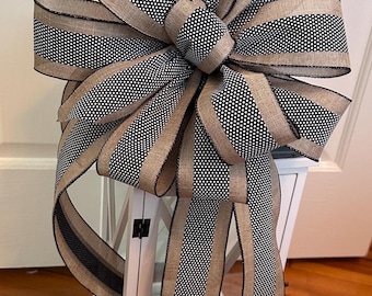 Farmhouse Wreath Bow, Everyday Wreath Bow, Lantern Bow, Lamppost Bow, Mailbox Bow, Polka Dot Bow, Faux Burlap Bow, Rustic Bow, Gift for Mom