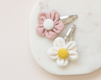 PINK und WHITE DAISY Haarspangen, Baby-Haarspangen, Mädchen Haarschmuck, Kleinkind-Haarclip, Fransenclip, Zopf-Haarclips