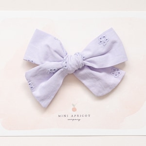 PURPLE EYELET cotton baby hair bow, cotton baby bow , newborn bow, girl bow, pinwheel bow, baby headband, nylon hair bow, purple hair bow