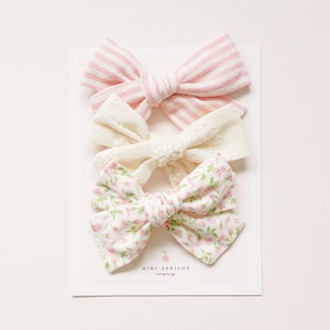 SET OF 3 PINK and neutral baby hair bows, pink baby bow , newborn bow, girl bow, pinwheel bow, baby headband, nylon hair bow, knotted bow