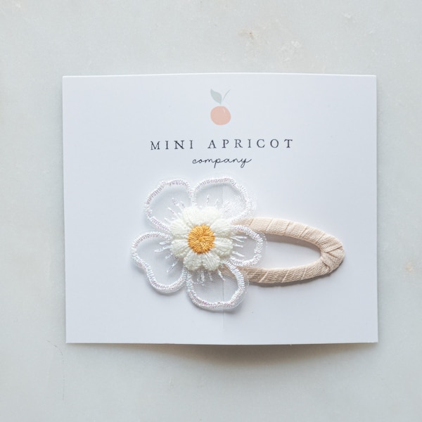 DAISY snap clip, baby girl hair clips, girl hair accessory, toddler hair clip, fringe clip, pigtail hair clips, flower girl hair clip