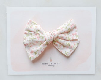 Lazo de pelo de bebé de algodón FLORAL ROSA, lazo de bebé rosa, lazo de recién nacido, lazo de niña, lazo de molinete, diadema de bebé, lazo de pelo de primavera, lazo de pelo de verano